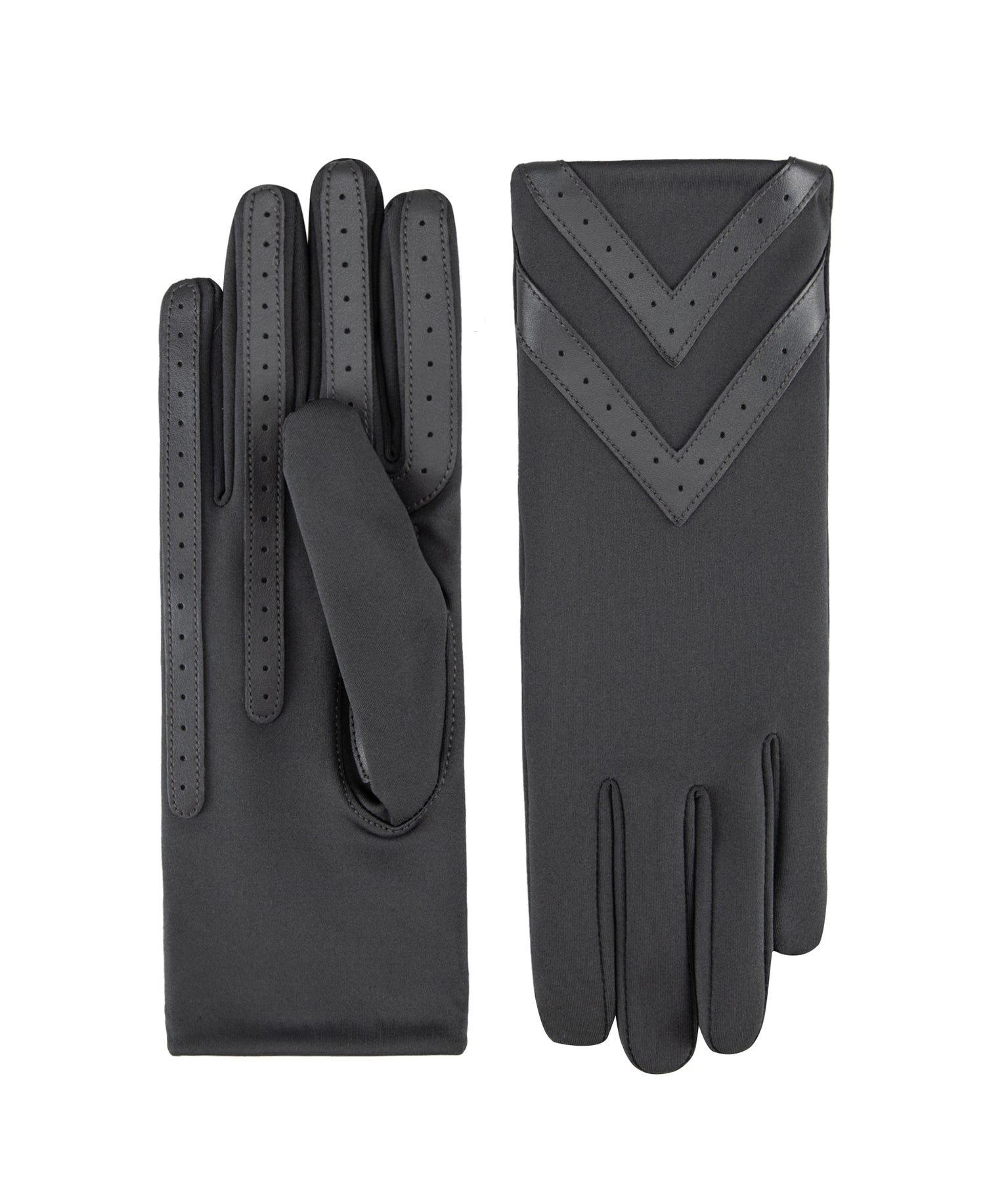 Women’s Heritage Chevron Spandex Gloves in Black close up on chevron detail