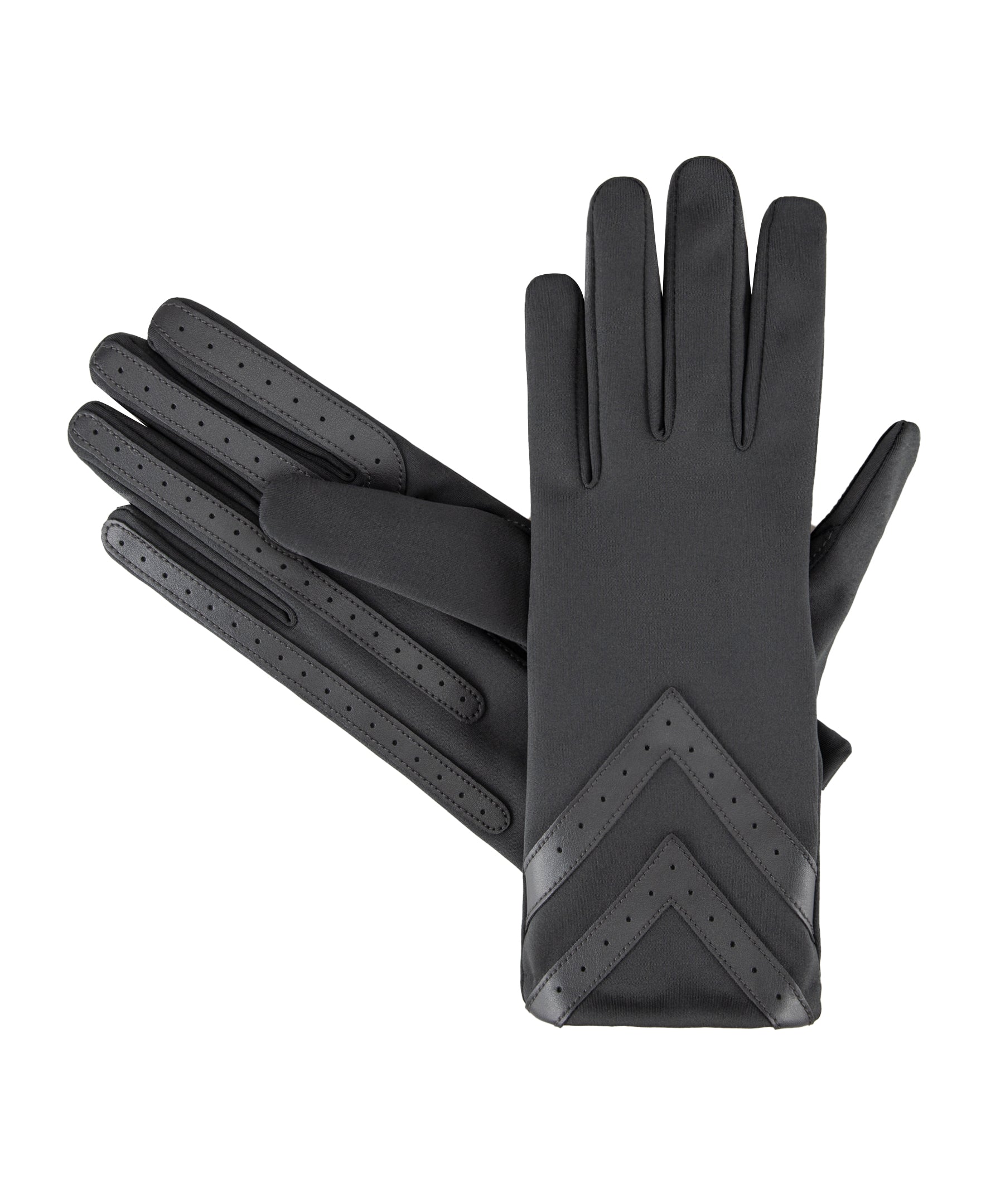 Women’s Heritage Chevron Spandex Gloves in Black close up on chevron detail