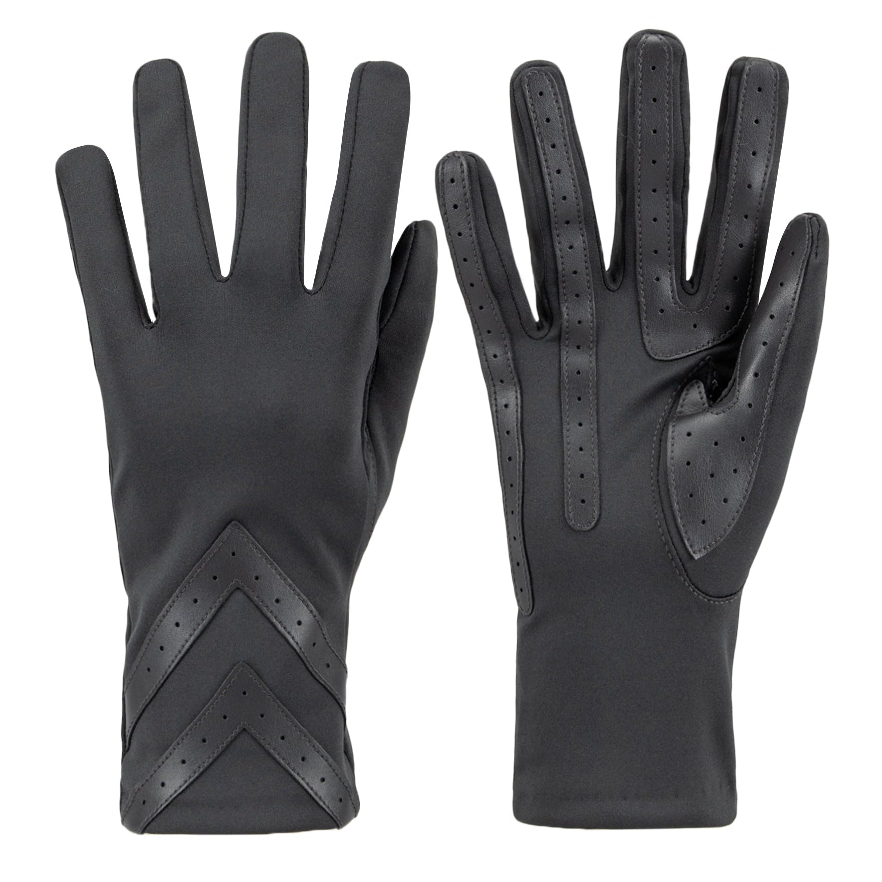 Women’s Heritage Chevron Spandex Gloves in Black close up on chevron detail