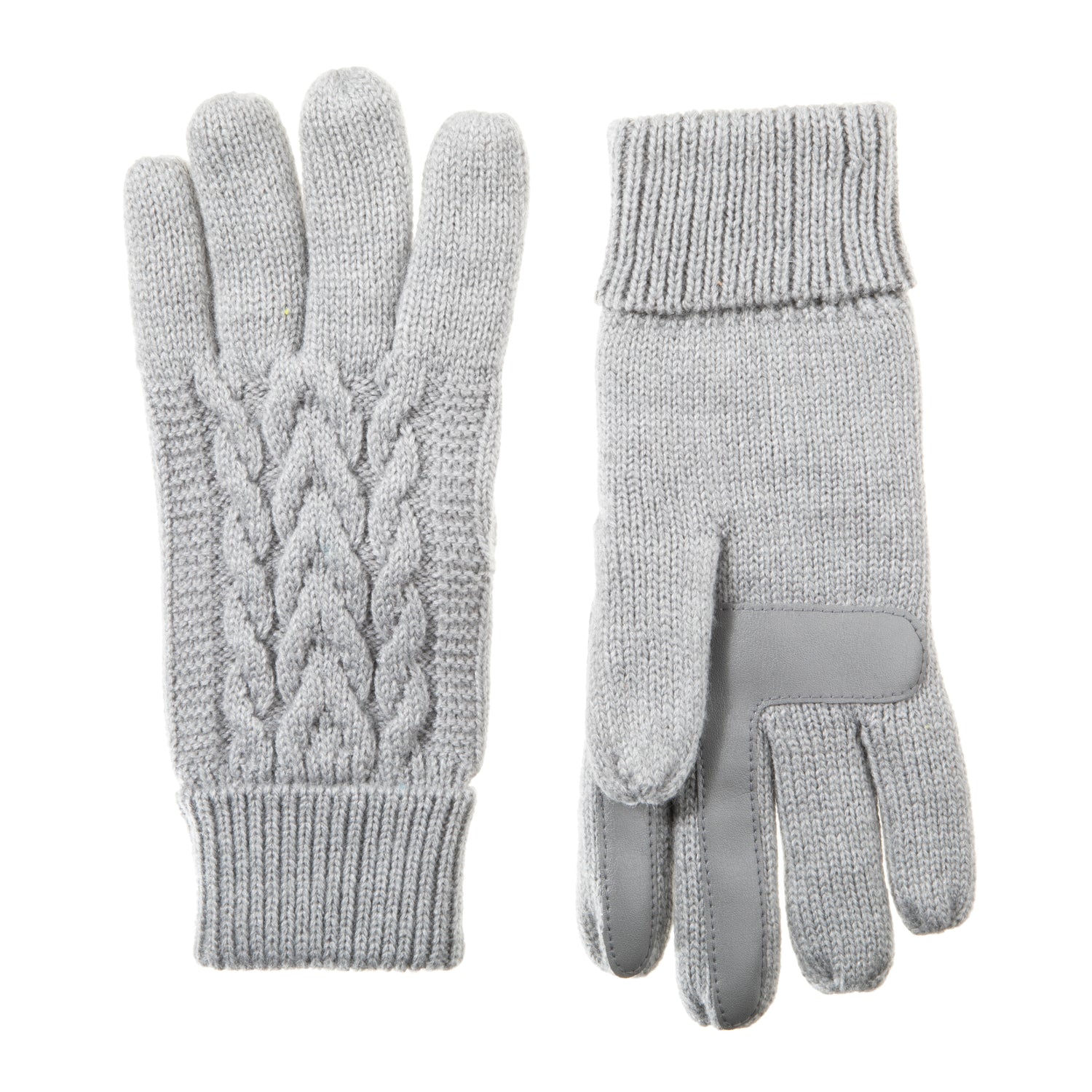 A pair of cable knit touchscreen gloves for women. isotoner chevron knit glove
