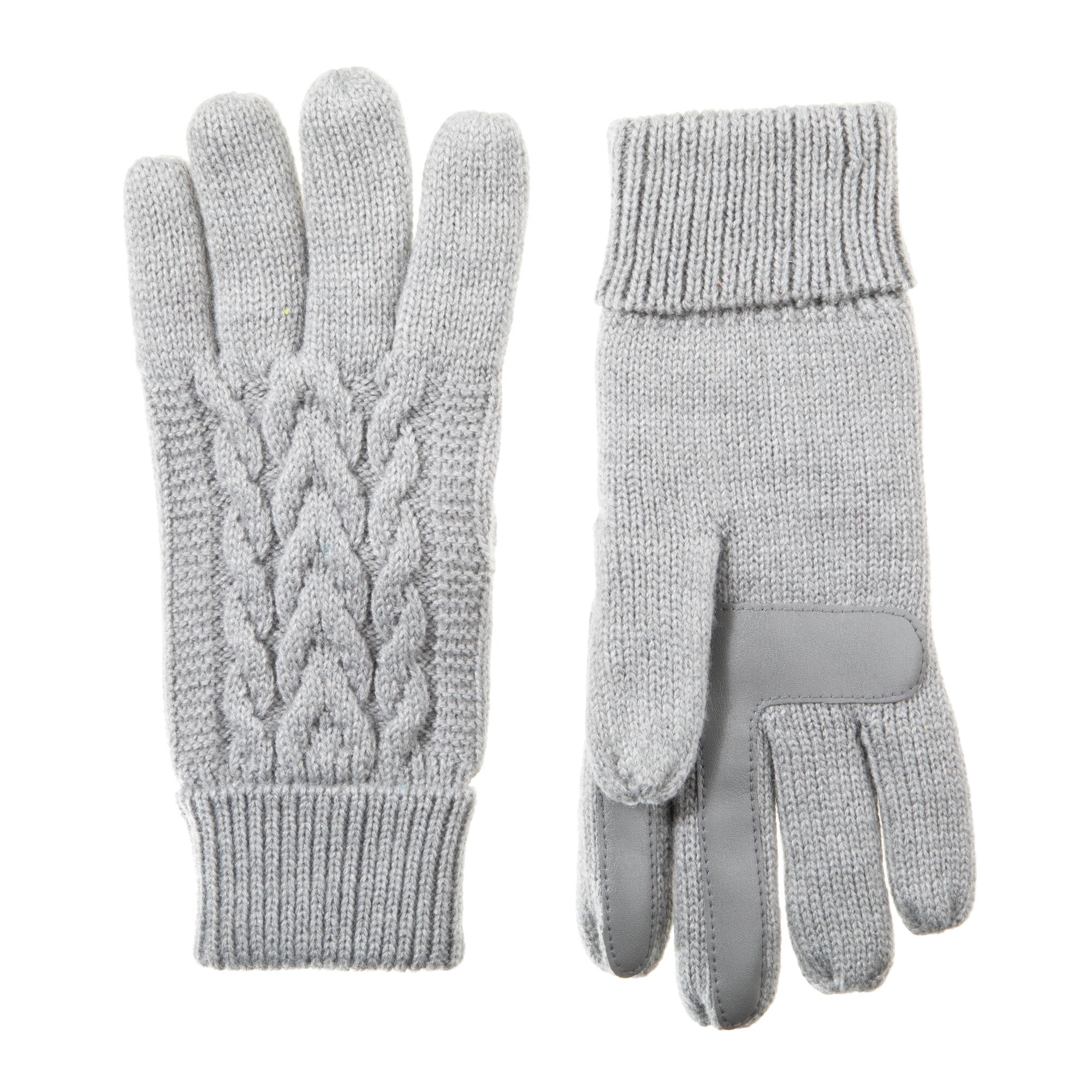 A pair of cable knit touchscreen gloves for women. isotoner chevron knit glove