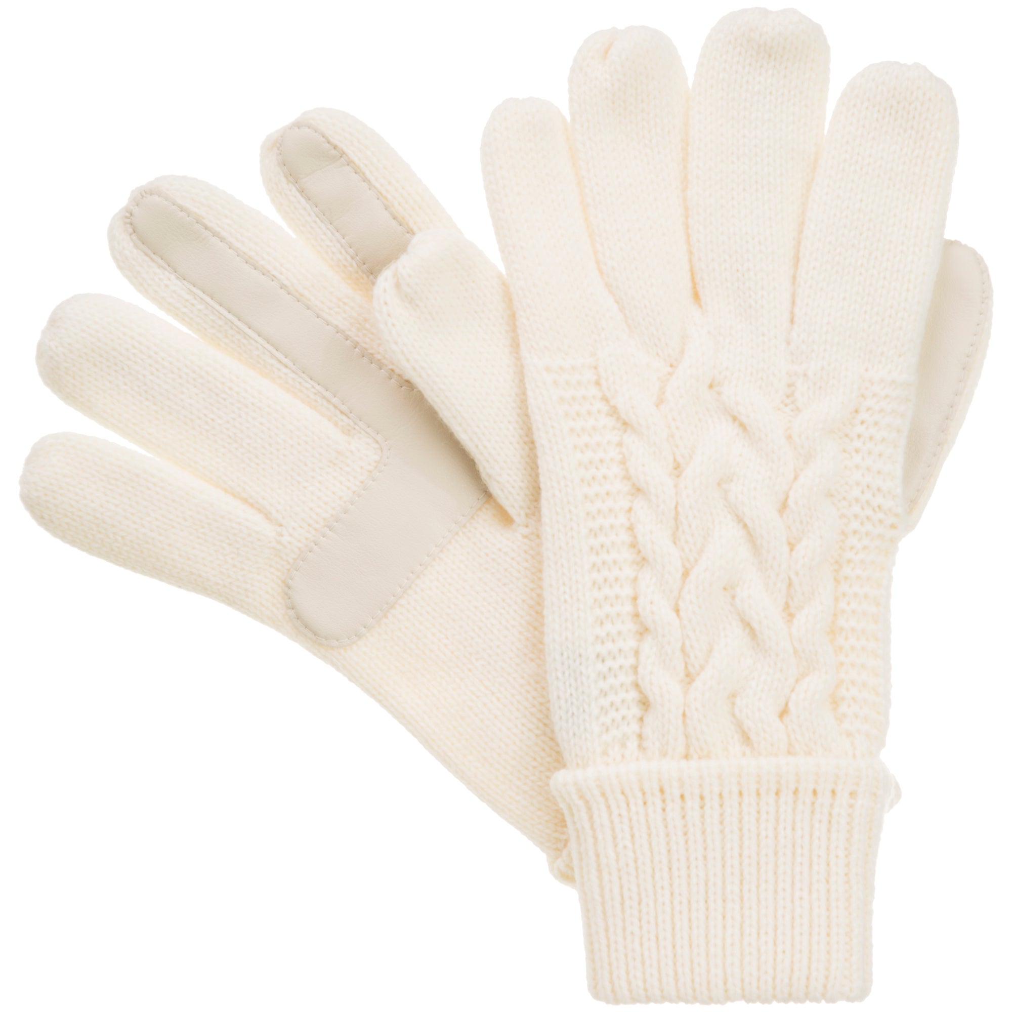 A pair of cable knit touchscreen gloves for women. isotoner chevron knit glove