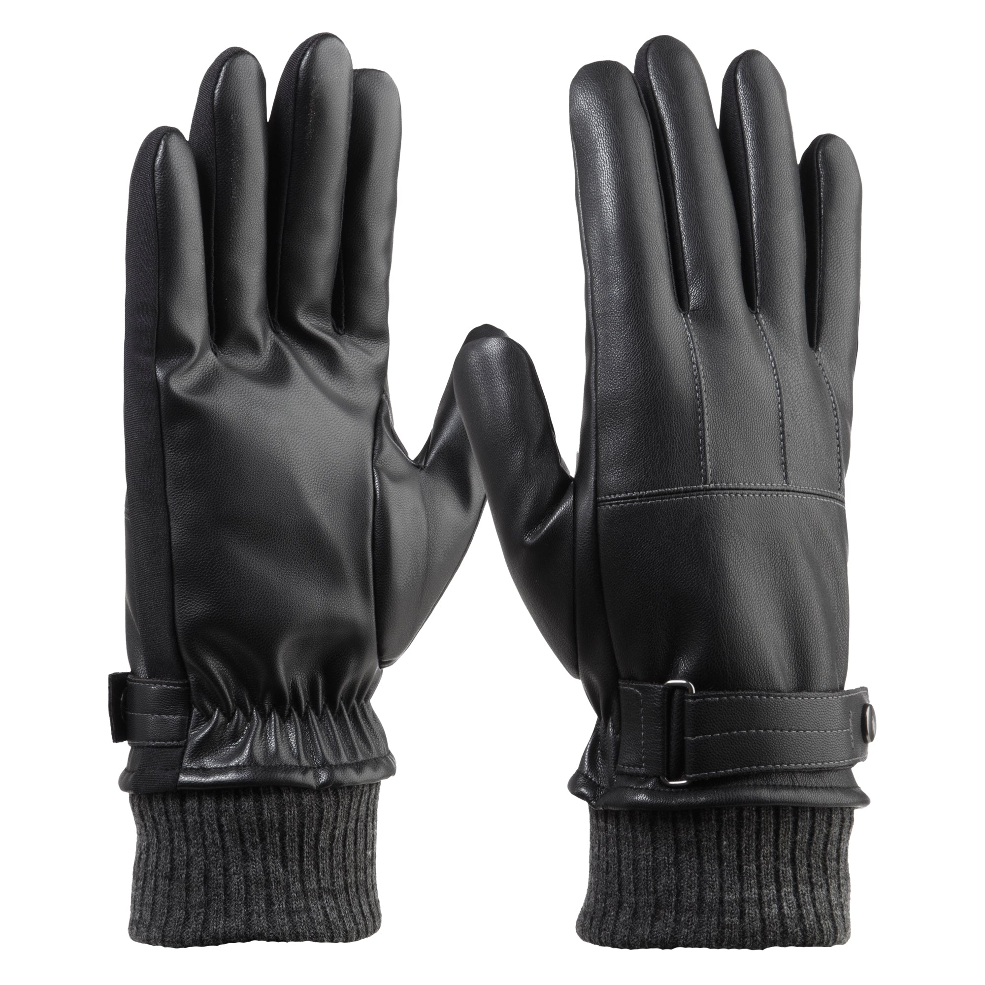 Isotoner Men's Stretch Nappa Winter Glove with Knit Cuff - Black Isotoner Men's Stretch Nappa Winter Glove with Knit Cuff - Black