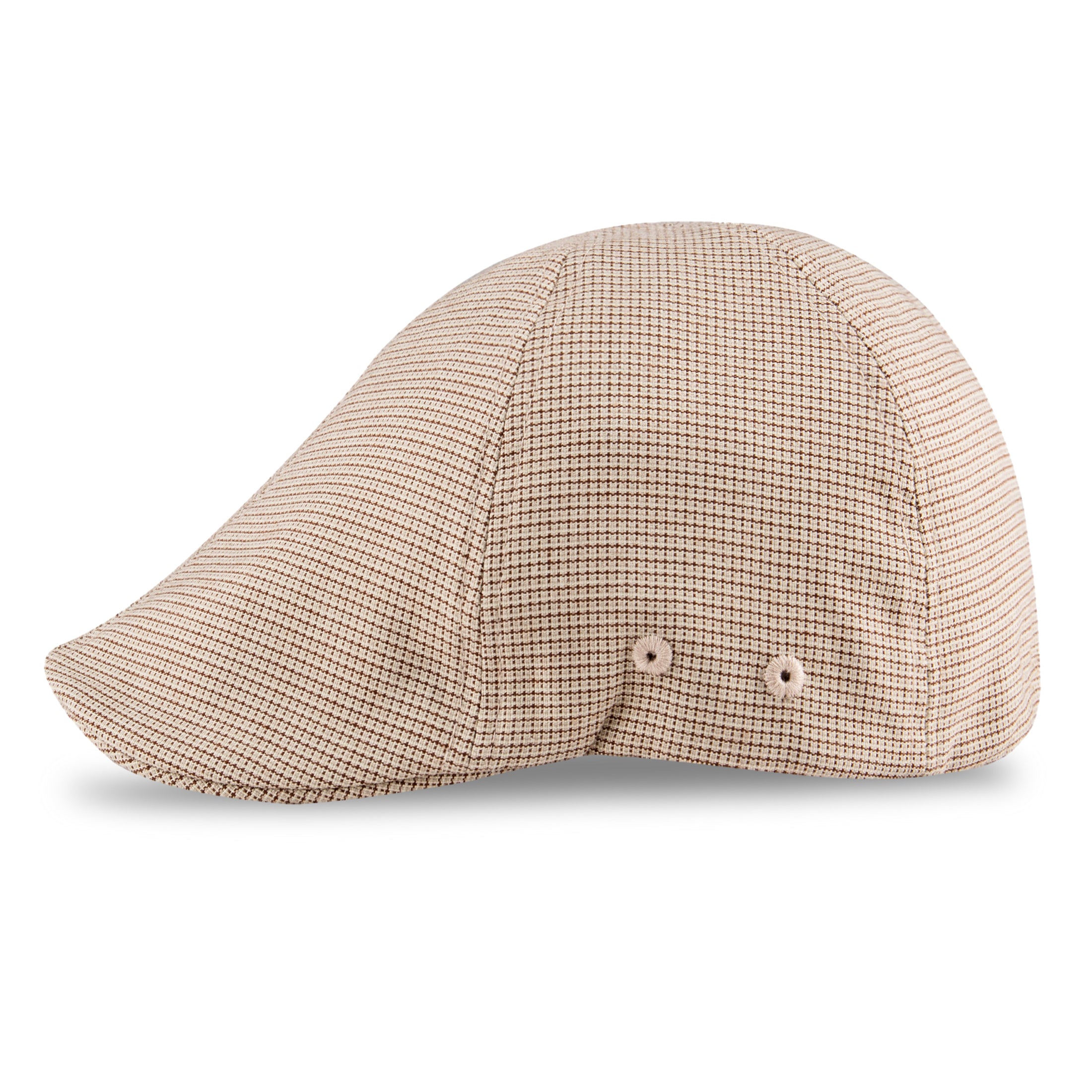 A60233 Beige checkered cap on a white background