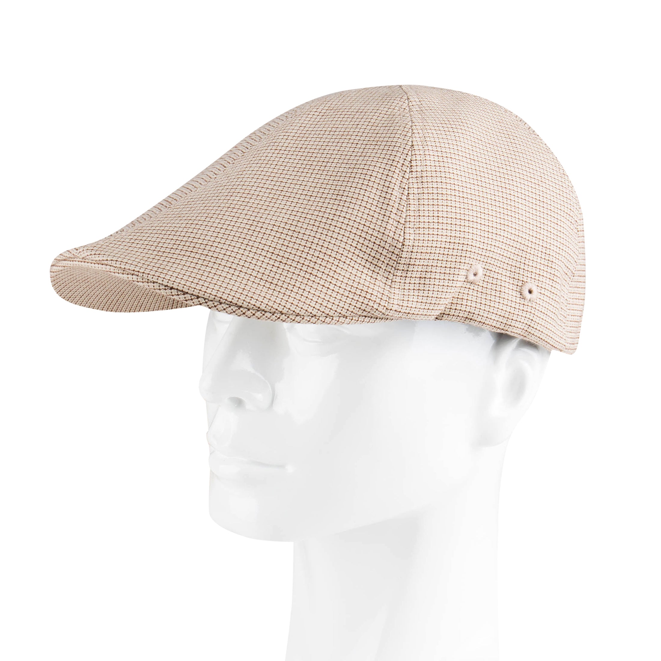 A60233 Beige checkered cap on a white background