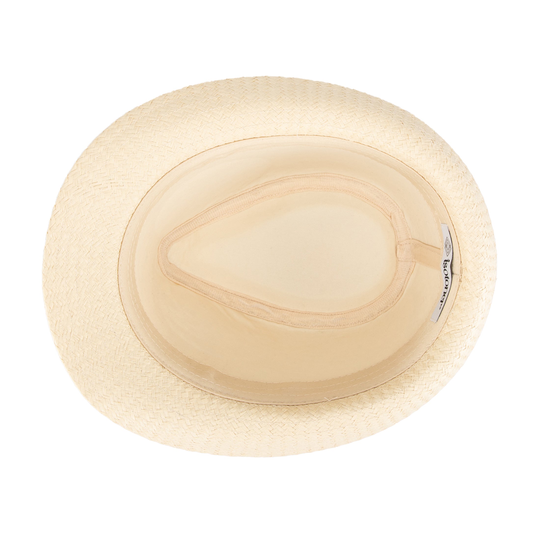 A60236 Beige straw hat with a black band on a white background