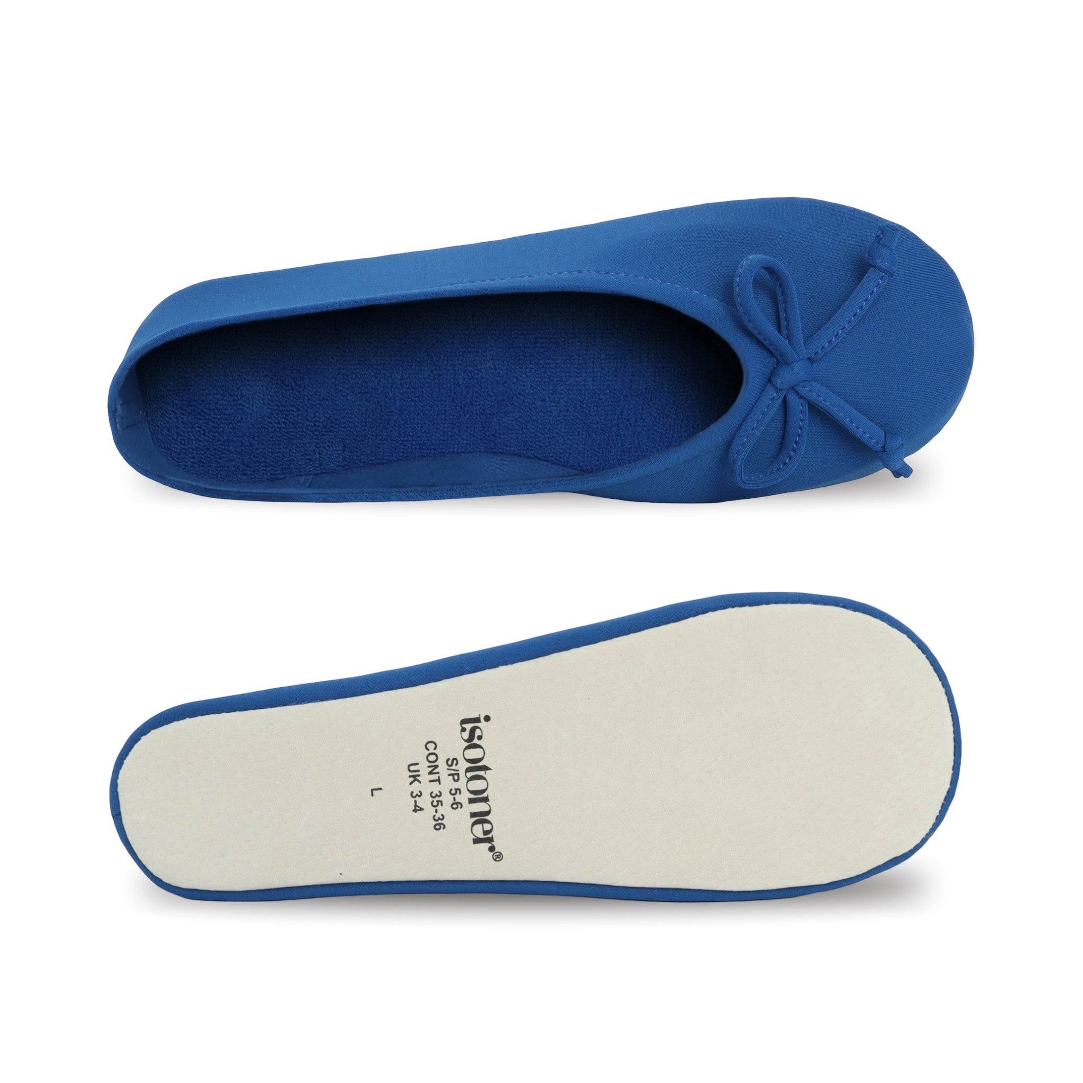9416 Isotoner Colorful blue ballerina slipper on a white background