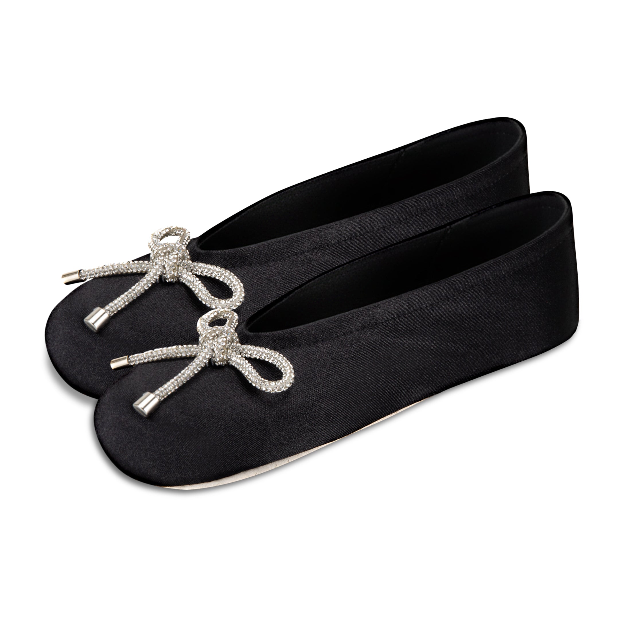 9916 Isotoner satin ballerina with sequin festive holiday bow.