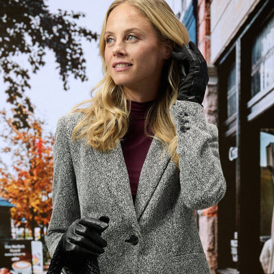 30760 Women's Faux Croc Leather Glove #color_black