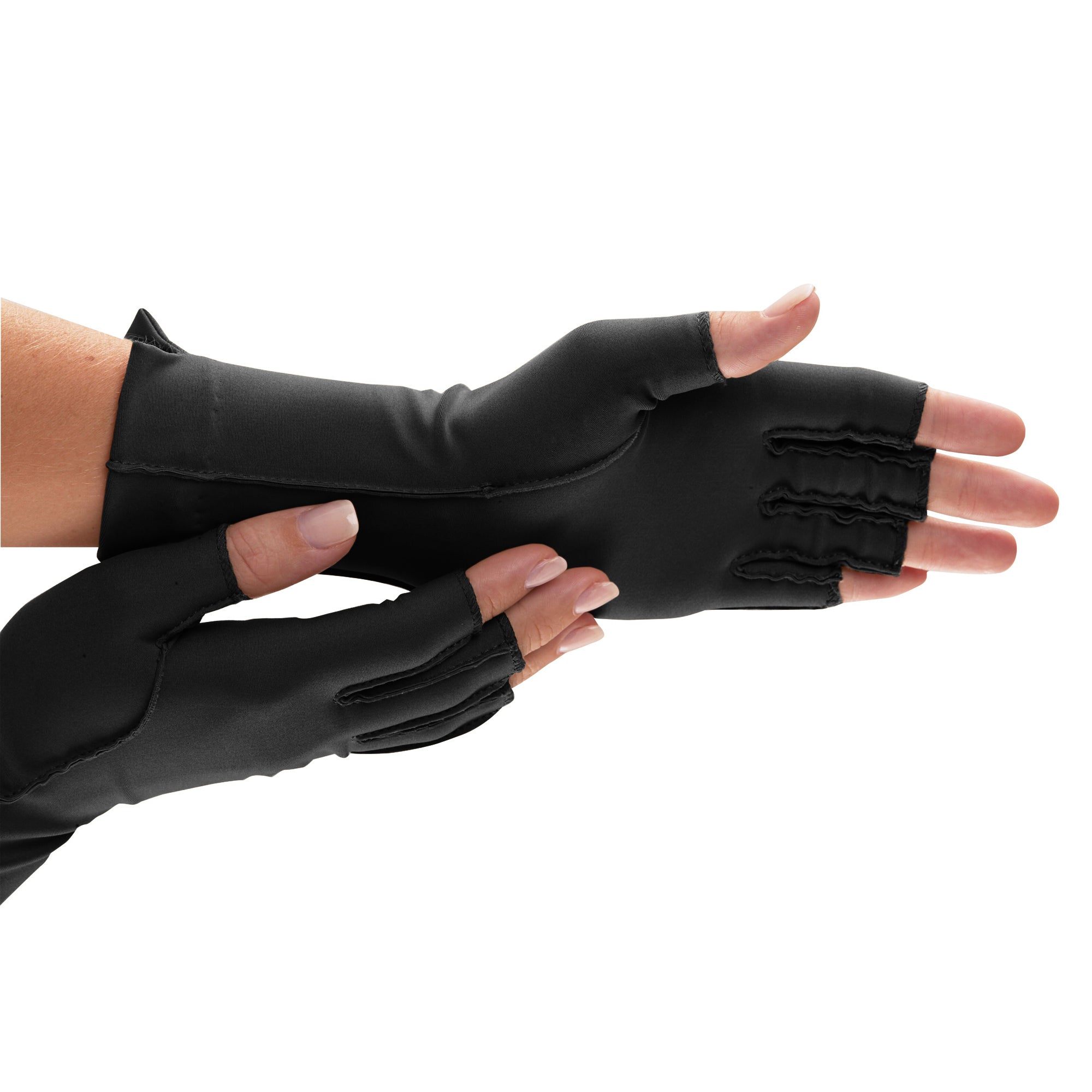 Isotoner Fingerless Therapeutic Compression Gloves Black Medium