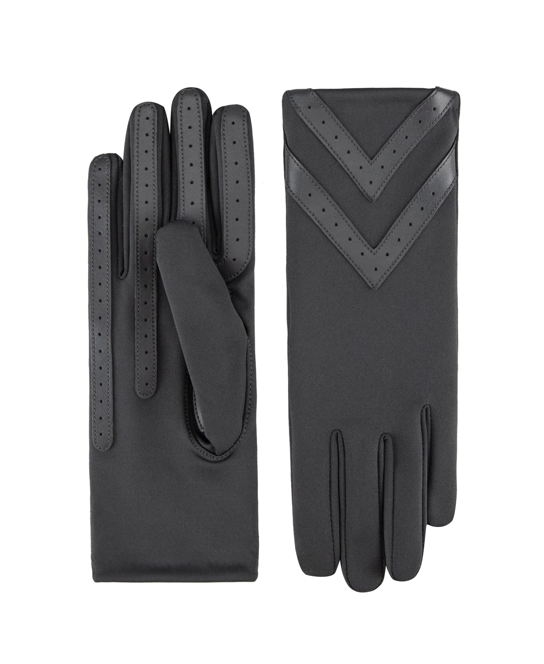 Women’s Heritage Chevron Spandex Gloves in Black close up on chevron detail