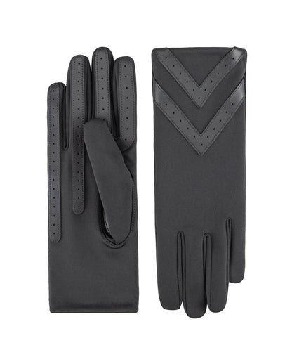 Women’s Heritage Chevron Spandex Gloves in Black close up on chevron detail