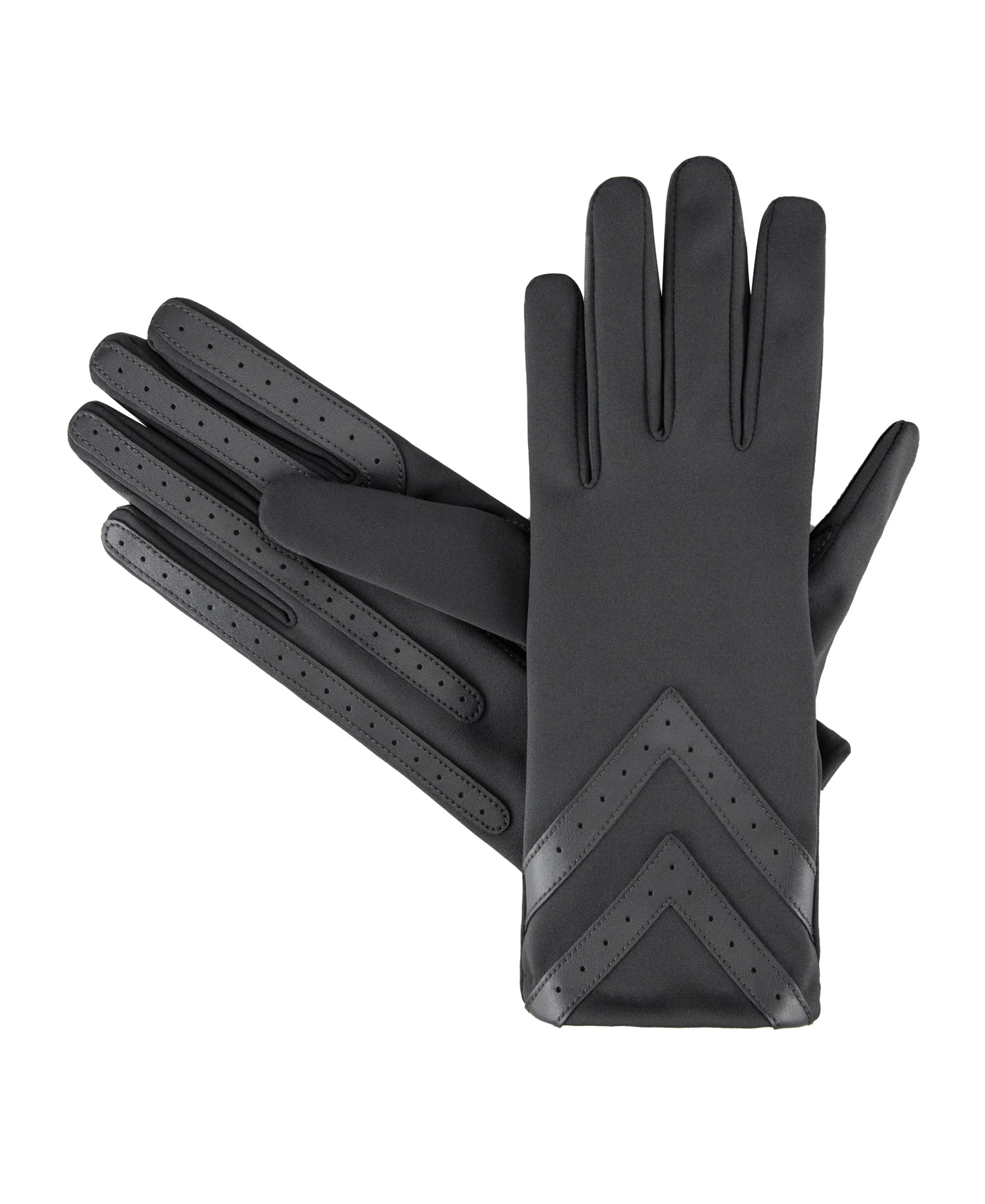 Women’s Heritage Chevron Spandex Gloves in Black close up on chevron detail