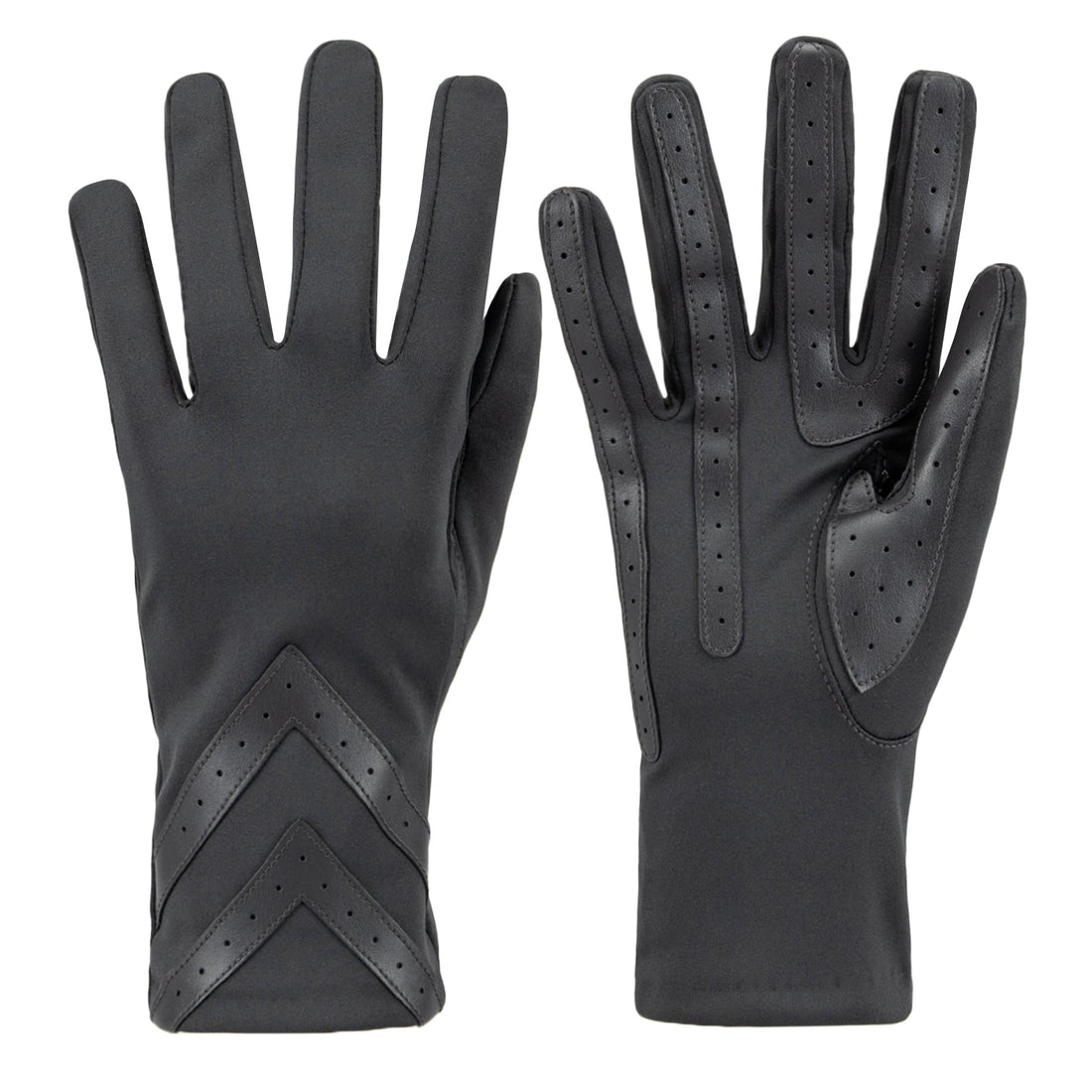 Women’s Heritage Chevron Spandex Gloves in Black close up on chevron detail