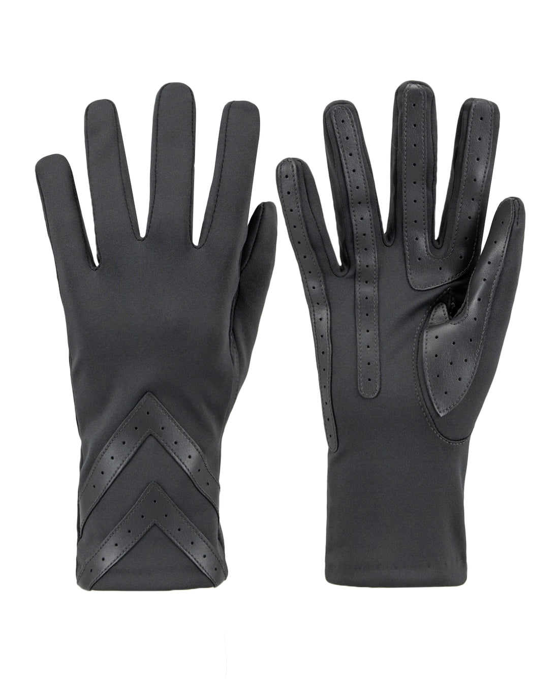 Women’s Heritage Chevron Spandex Gloves in Black close up on chevron detail