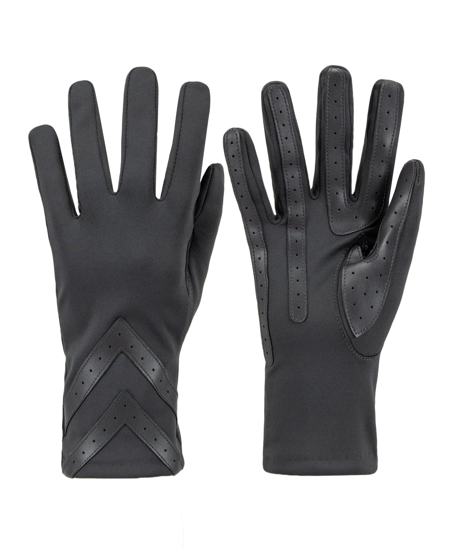 Women’s Heritage Chevron Spandex Gloves in Black close up on chevron detail