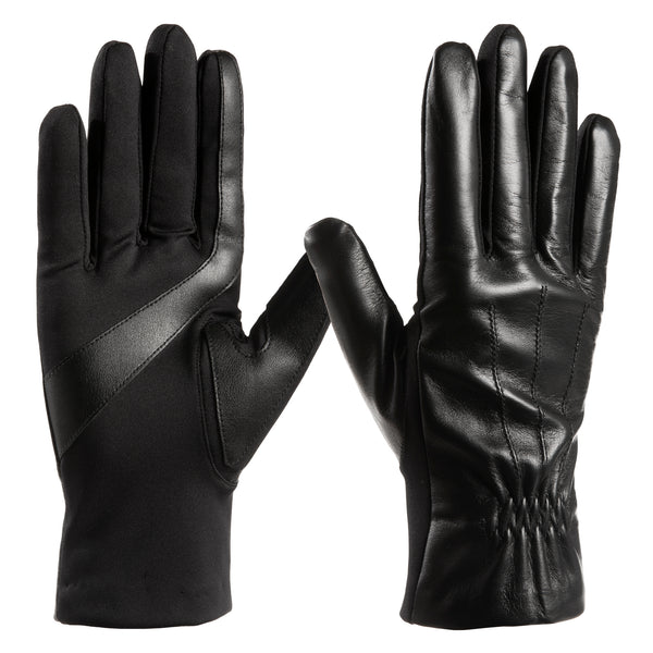 30609  Women’s Lined Faux Leather Sretch Glove #color_black