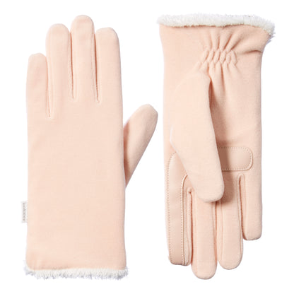 womens recycled stretch fleece glove in Evening Sand 