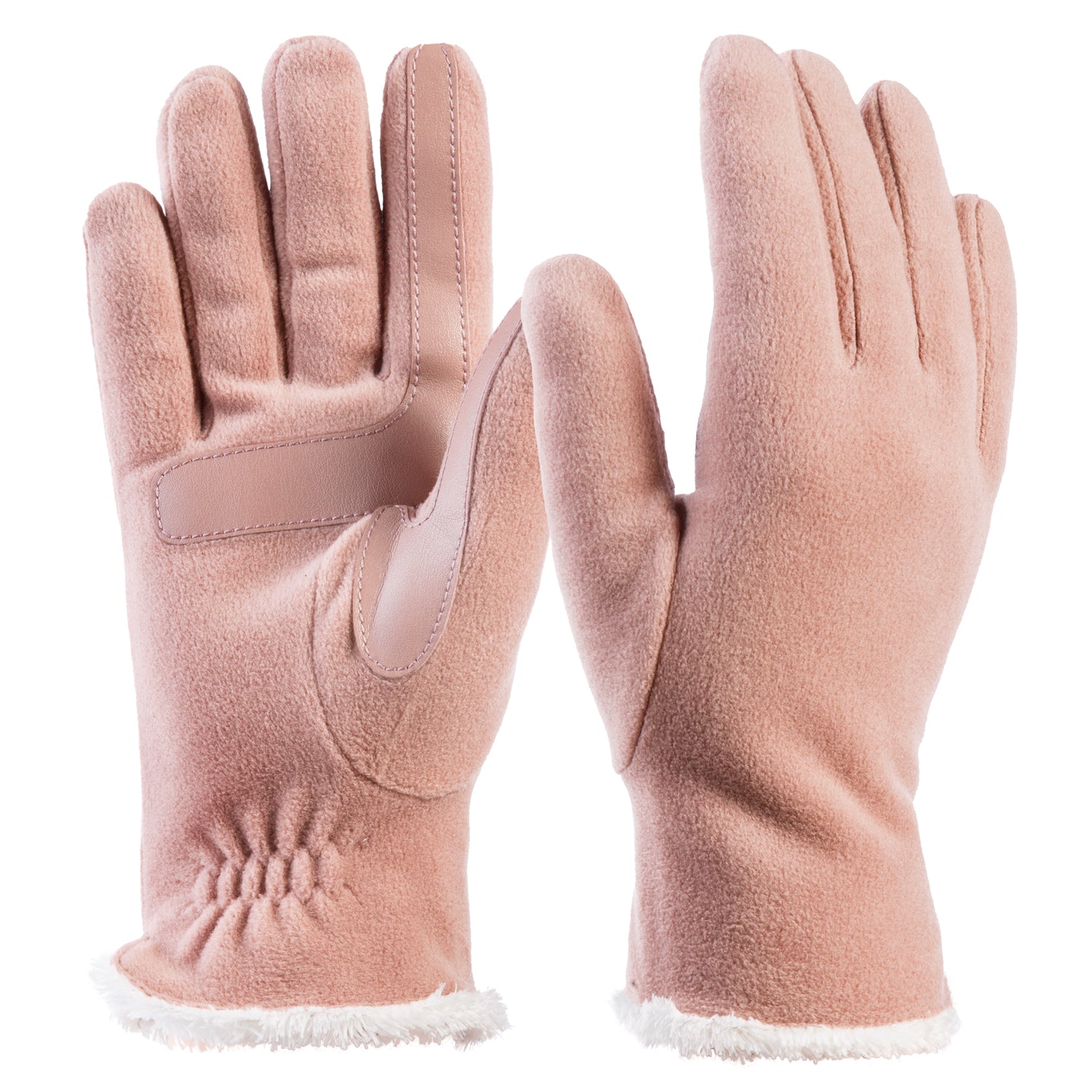 womens recycled stretch fleece glove in Evening Sand 