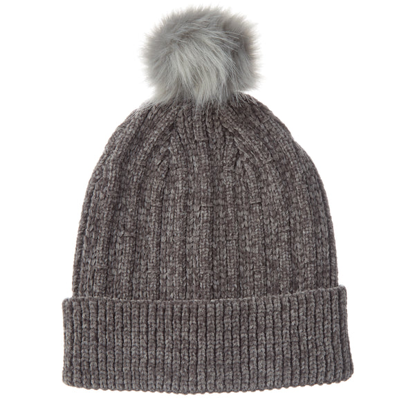 Women's Chenille Knit Beanie with Faux Fur Pom – Isotoner.com USA