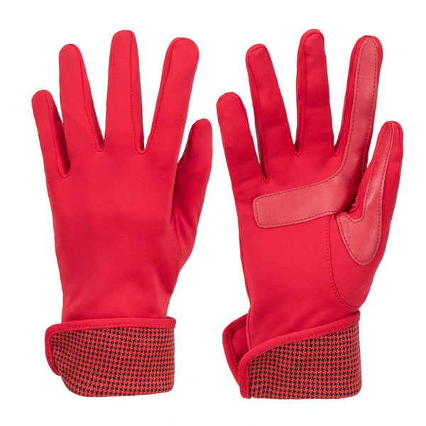 30759 isotoner Spandex Glove with Houndstooth Cuff #color_chili