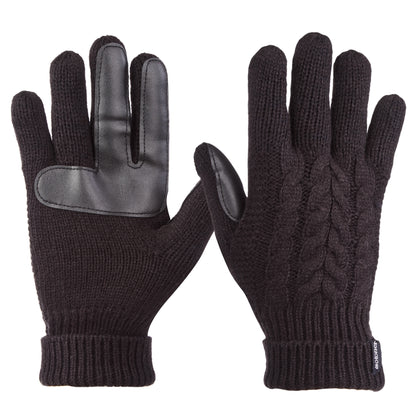 A pair of black cable knit touchscreen gloves for women. isotoner chevron knit glove  