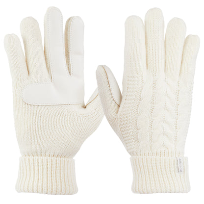 A pair of cable knit touchscreen gloves for women. isotoner chevron knit glove  