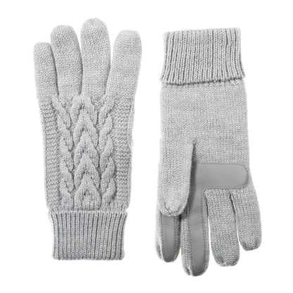 A pair of cable knit touchscreen gloves for women. isotoner chevron knit glove  