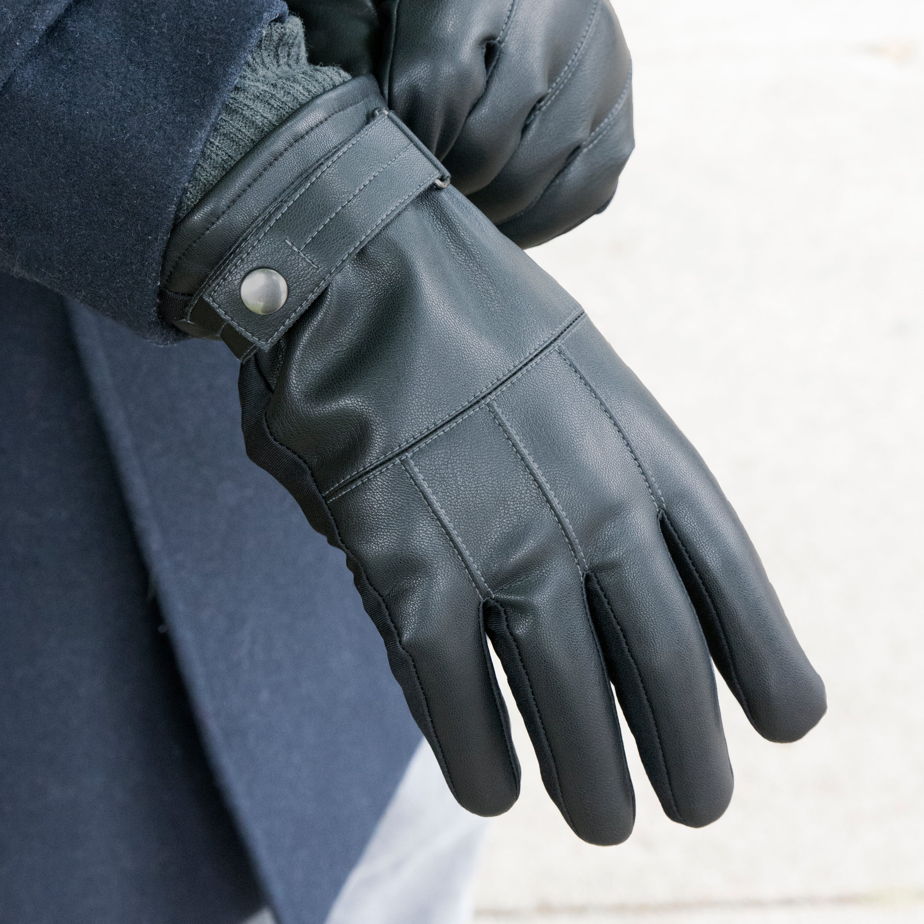 Men's SleekHeat Faux Leather Gloves with Knit Cuff Men's SleekHeat Faux Leather Gloves with Knit Cuff