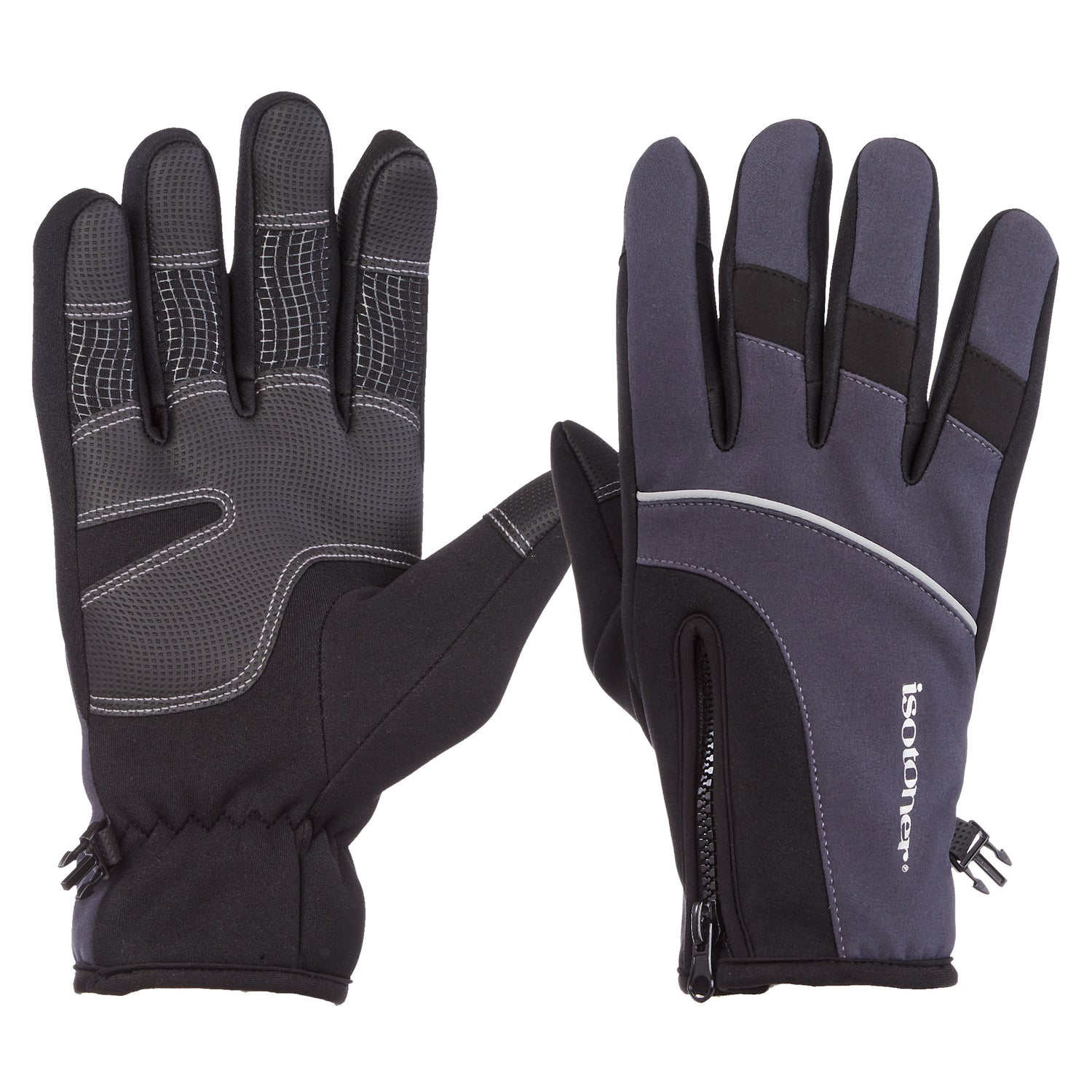 Isotoner Men's Neoprene Winter Glove with Zipper Detail