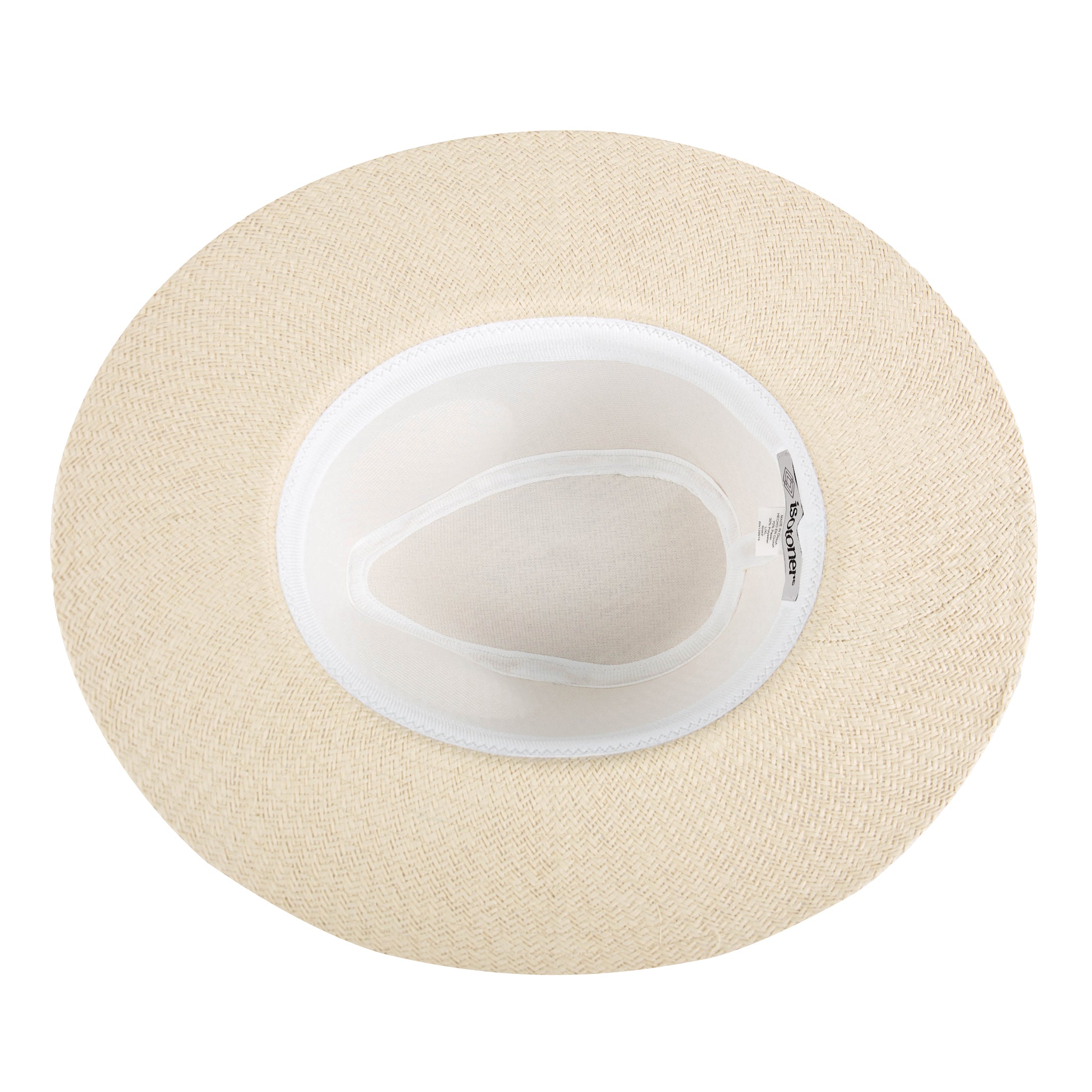 A60234 Beige Panama Hat with Chambray Band white background 