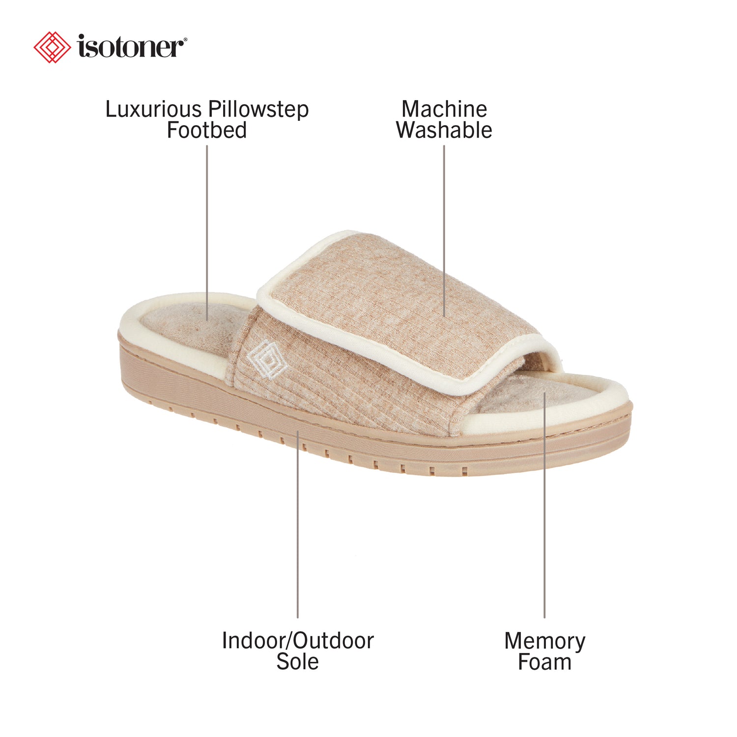 08838 Isotoner Womens knit slip on slippers 