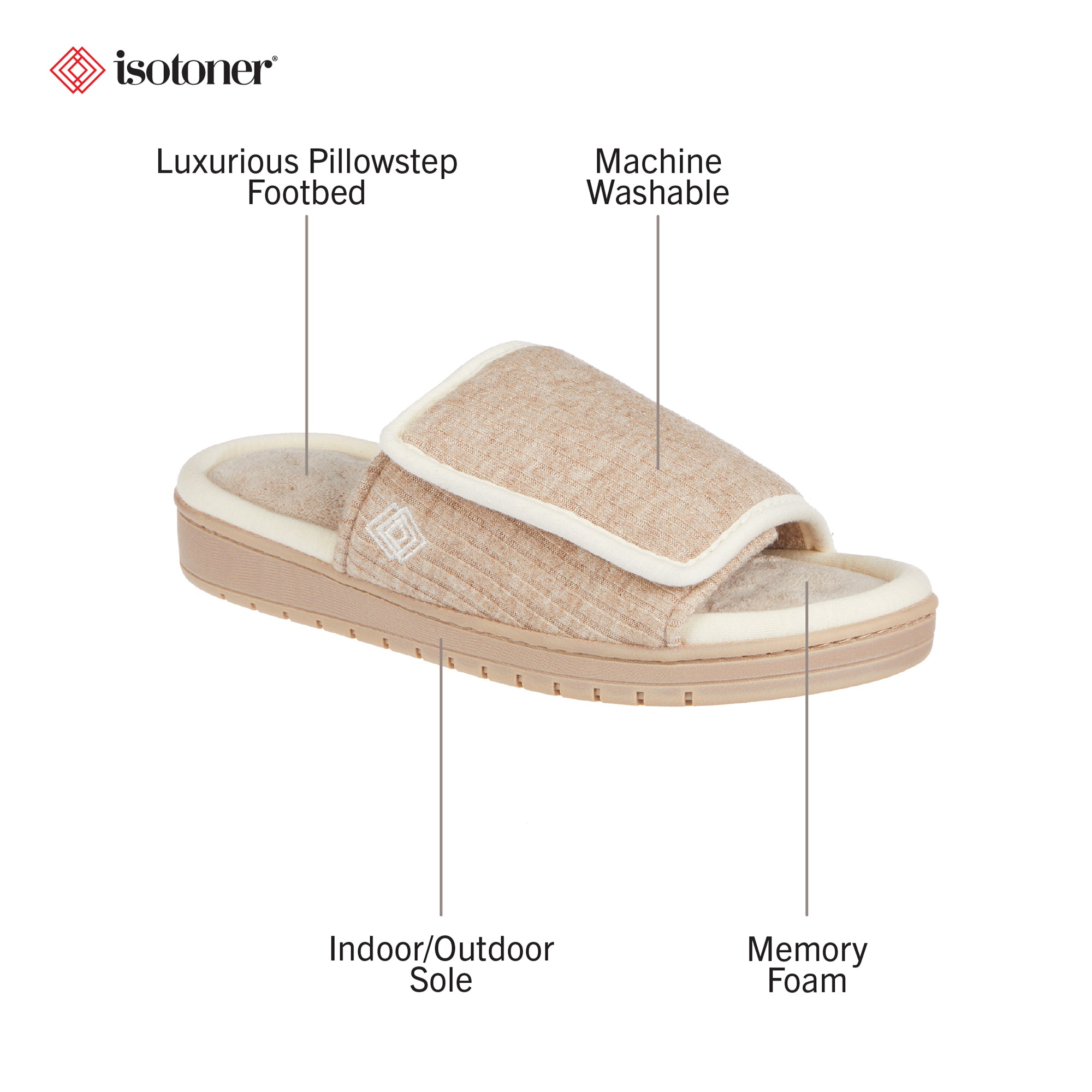 08838 Isotoner Womens knit slip on slippers 