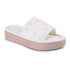 9406 Isotoner Slipper yellow Slides With floral pattern on a white background

