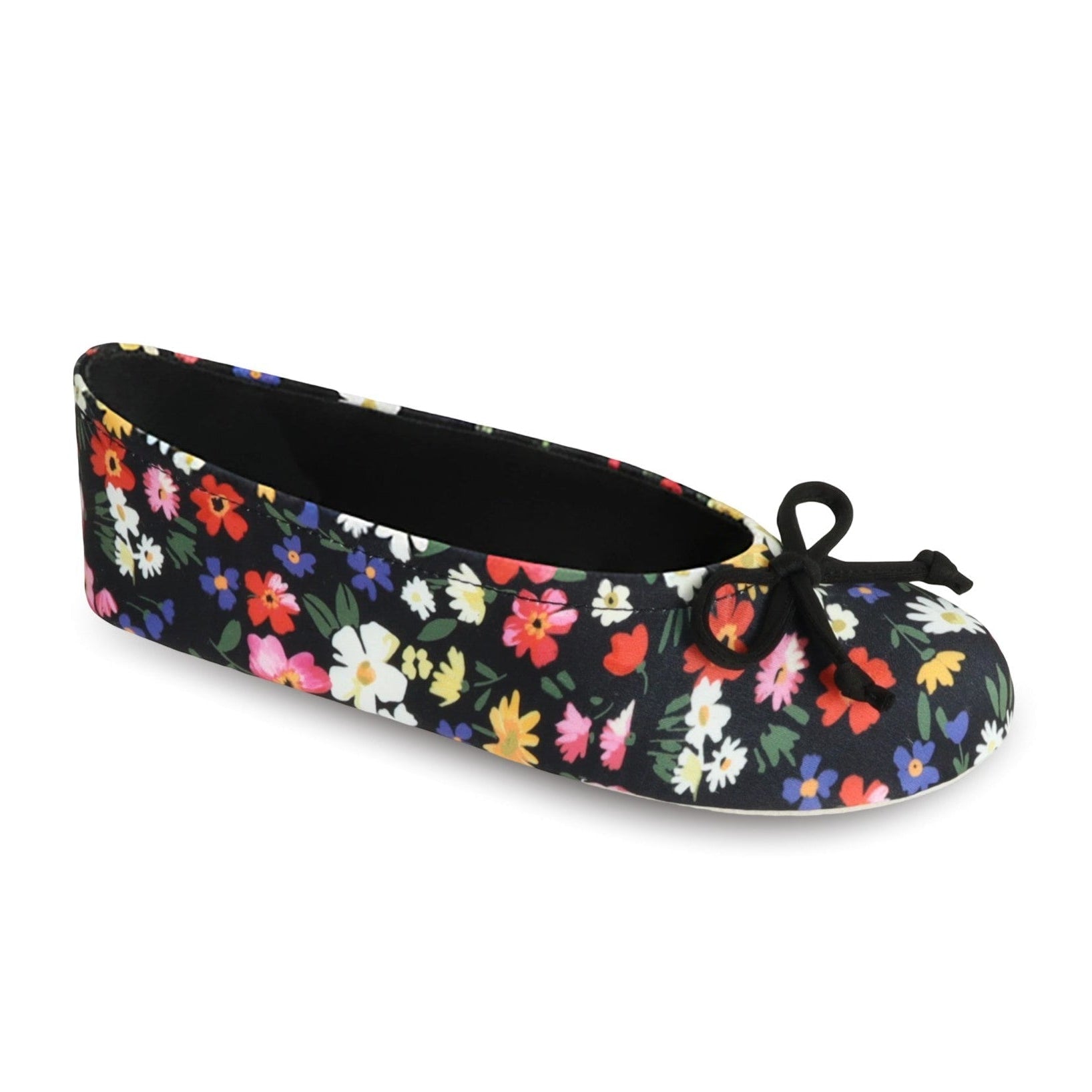 9416 Isotoner Colorful ballerina slipper with flower pattern on a white background 
