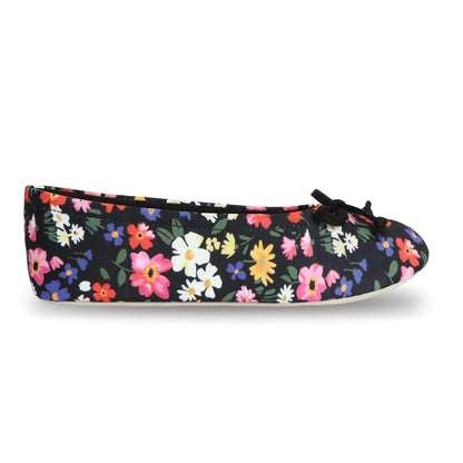9416 Isotoner Colorful ballerina slipper with flower pattern on a white background 