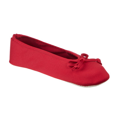  Women’s Isotoner Satin Ballerina Slippers with Satin Bow style 96009    