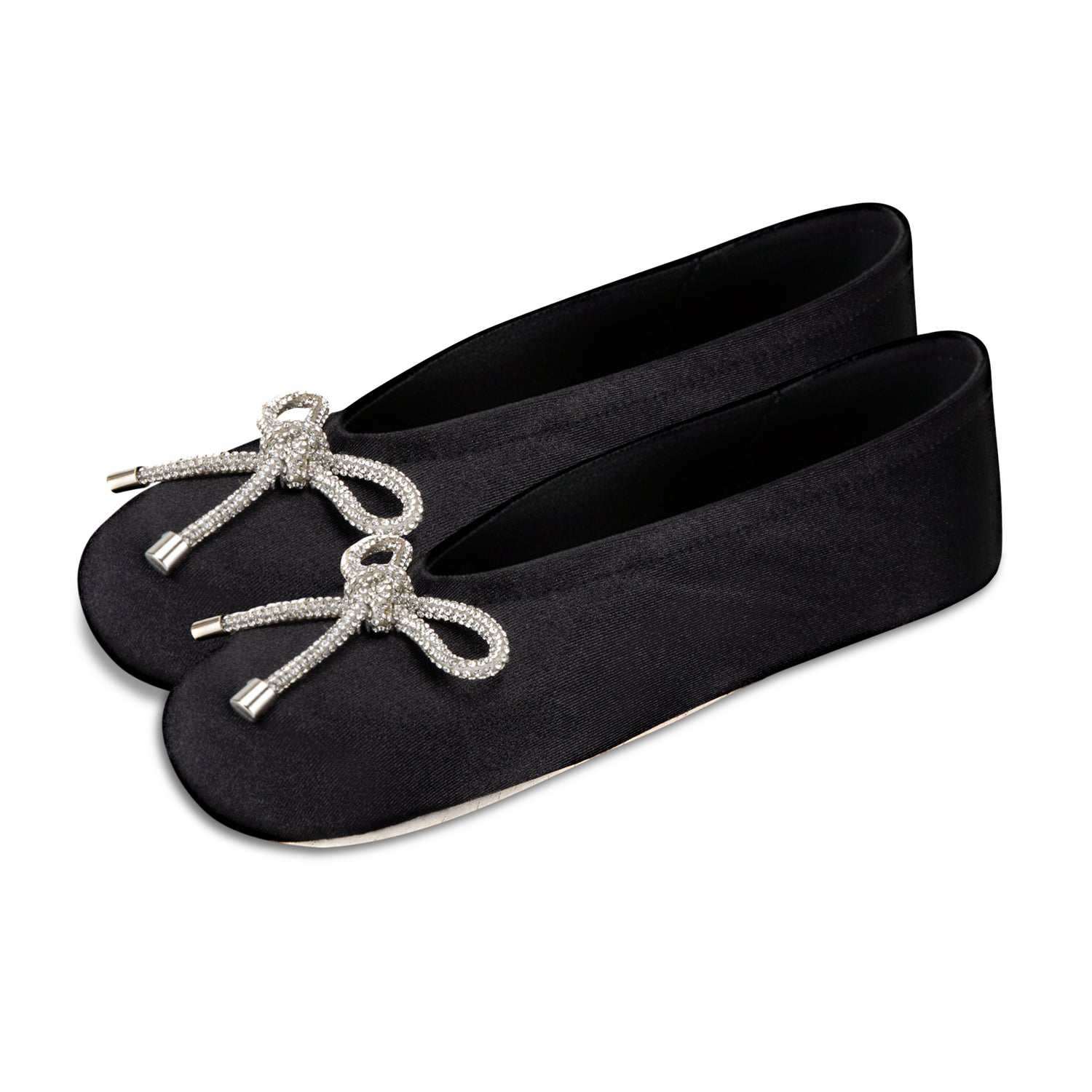 9916 Isotoner satin ballerina with sequin festive holiday bow. 