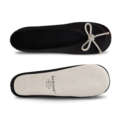 9916 Isotoner satin ballerina with sequin festive holiday bow. 