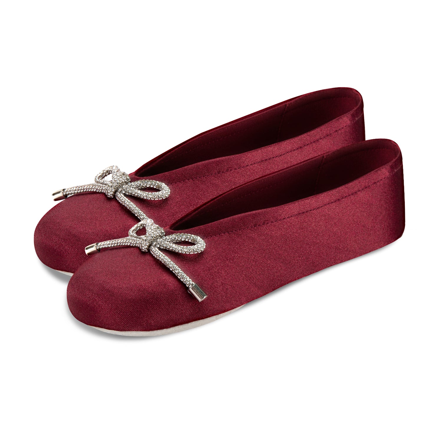 9916 Isotoner satin ballerina with sequin festive holiday bow. 