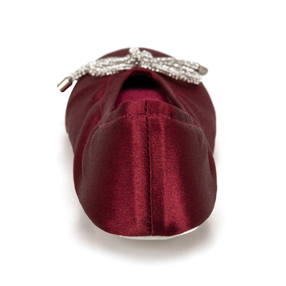 9916 Isotoner satin ballerina with sequin festive holiday bow. 