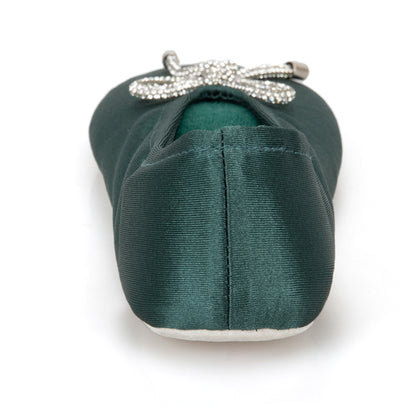 9916 Isotoner satin ballerina with sequin festive holiday bow. 