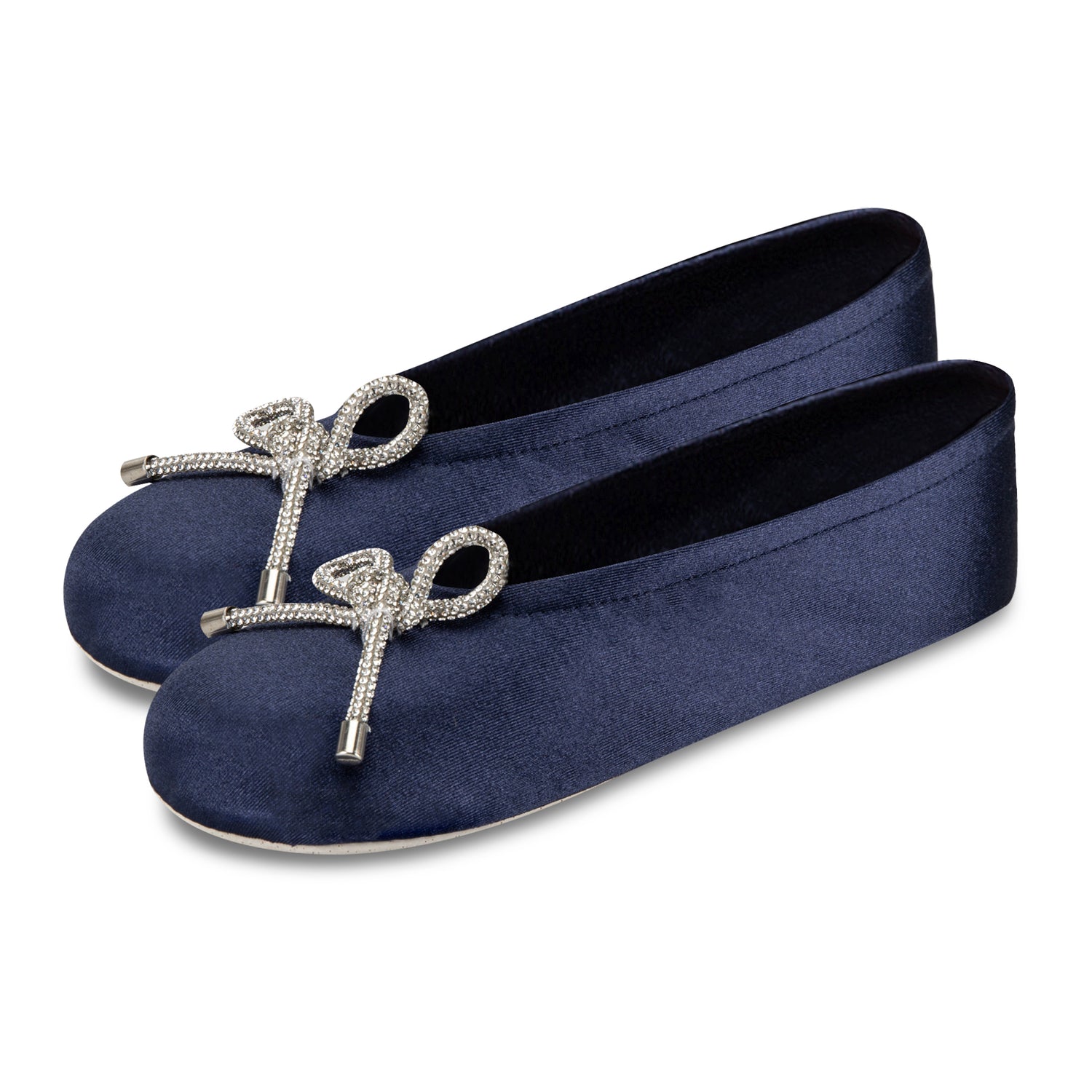 9916 Isotoner satin ballerina with sequin festive holiday bow. 