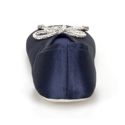 9916 Isotoner satin ballerina with sequin festive holiday bow. 