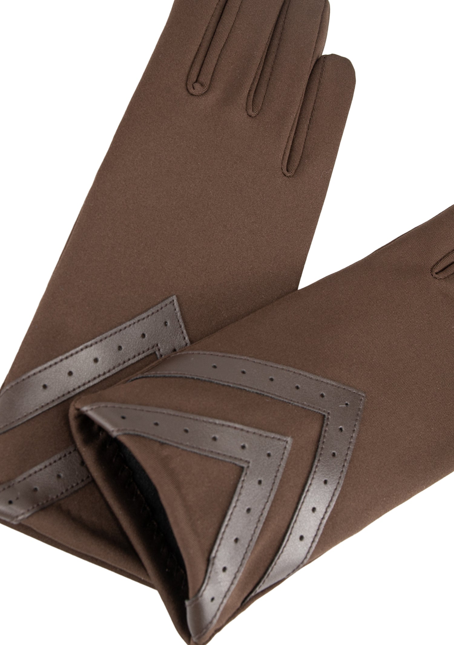 Women’s Heritage Chevron Spandex Gloves in Brown close up on chevron detail
