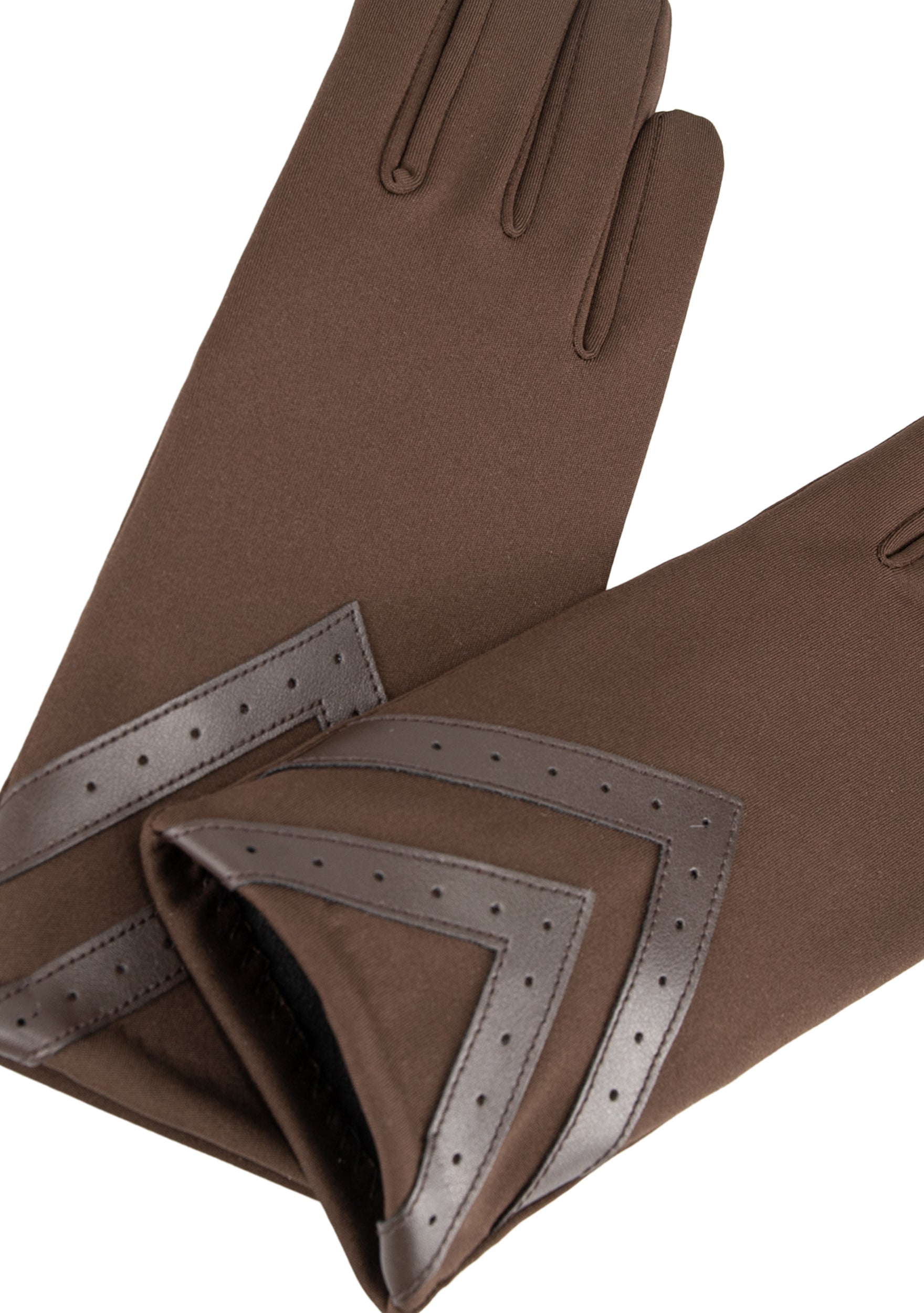 Women’s Heritage Chevron Spandex Gloves in Brown close up on chevron detail