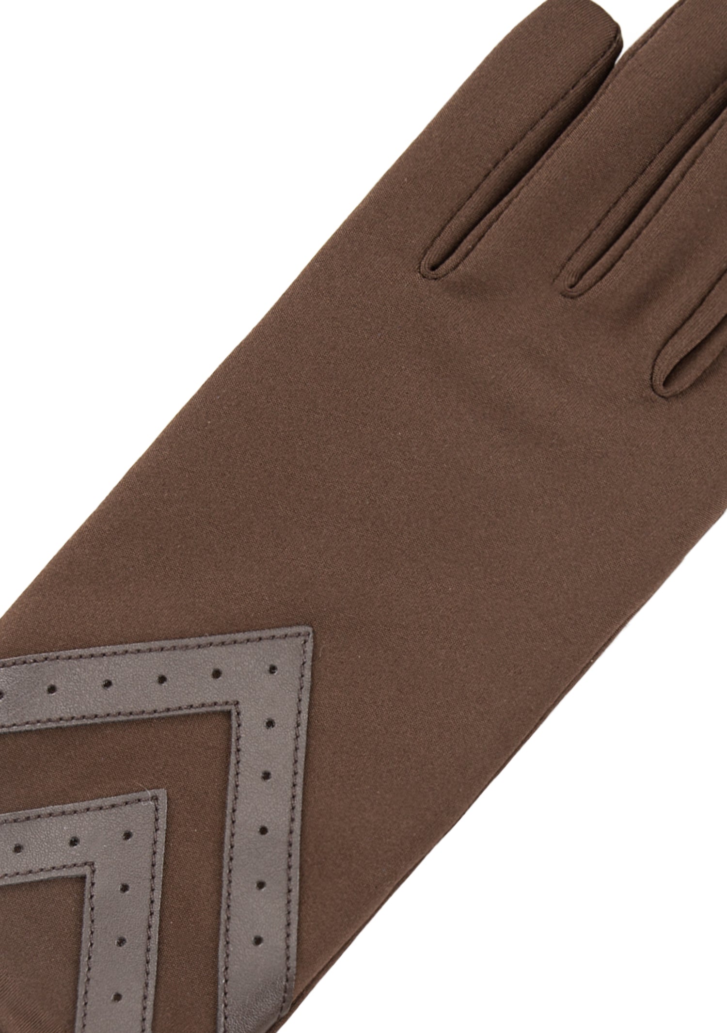 Women’s Heritage Chevron Spandex Gloves in Brown close up on chevron detail 