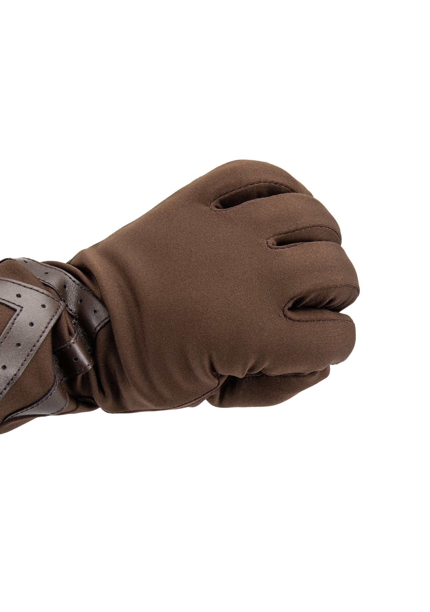 Women’s Heritage Chevron Spandex Gloves in Brown close up on chevron detail 