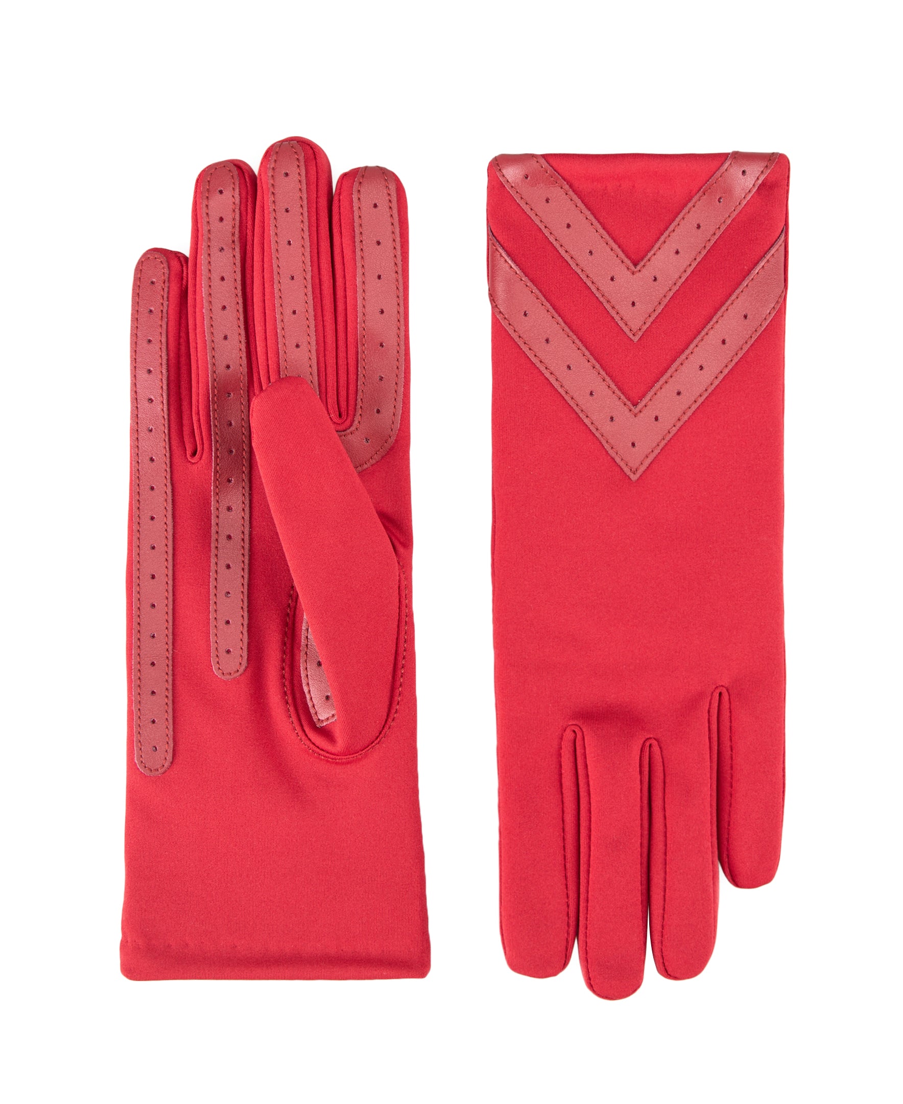 Women’s Heritage Chevron Spandex Gloves in Chili close up on chevron detail 