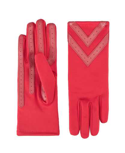 Women’s Heritage Chevron Spandex Gloves in Chili close up on chevron detail 